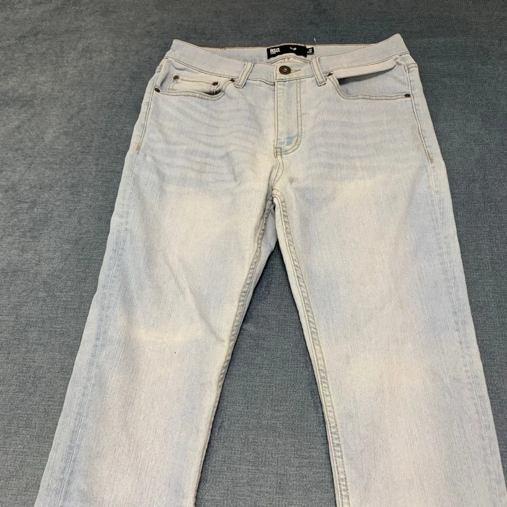 RSQ Jeans Mens 30x30 Blue Denim Cotton Stretch Mid Rise Slim Fit Straight Leg
